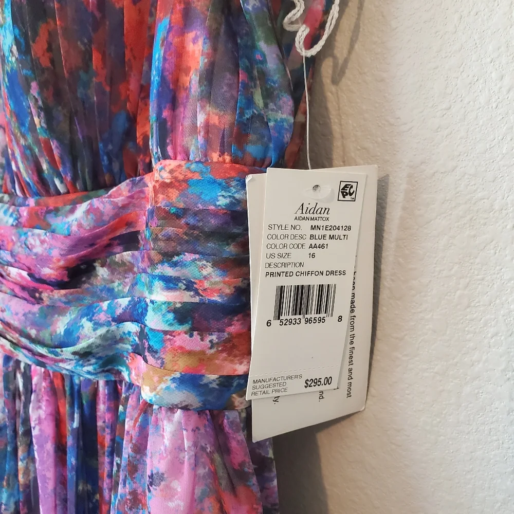 Aidan by Aidan Mattox Multicolor Floral Maxi Dress - Purple, Pink, Blue - Picture 9 of 10